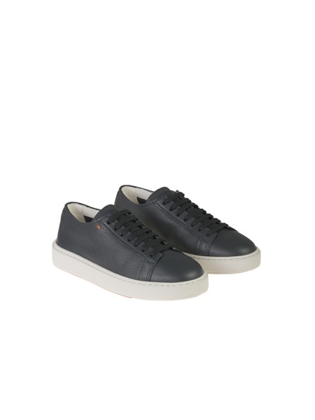 Santoni tumbled leather sneaker Blue