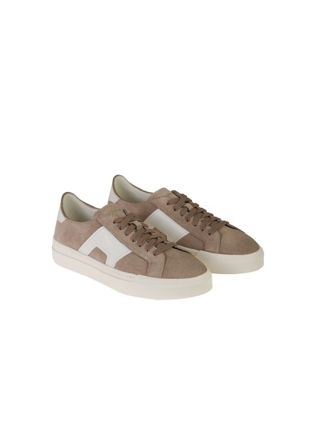 Santoni Beige/White Suede Sneakers