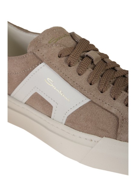 Santoni Beige/White Suede Sneakers