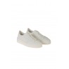 Santoni Double buckle sneakers in white tumbled leather