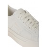 Santoni Double buckle sneakers in white tumbled leather