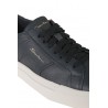 Santoni Double Buckle Sneakers in Blue Tumbled Leather