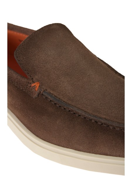 Santoni brown suede loafer