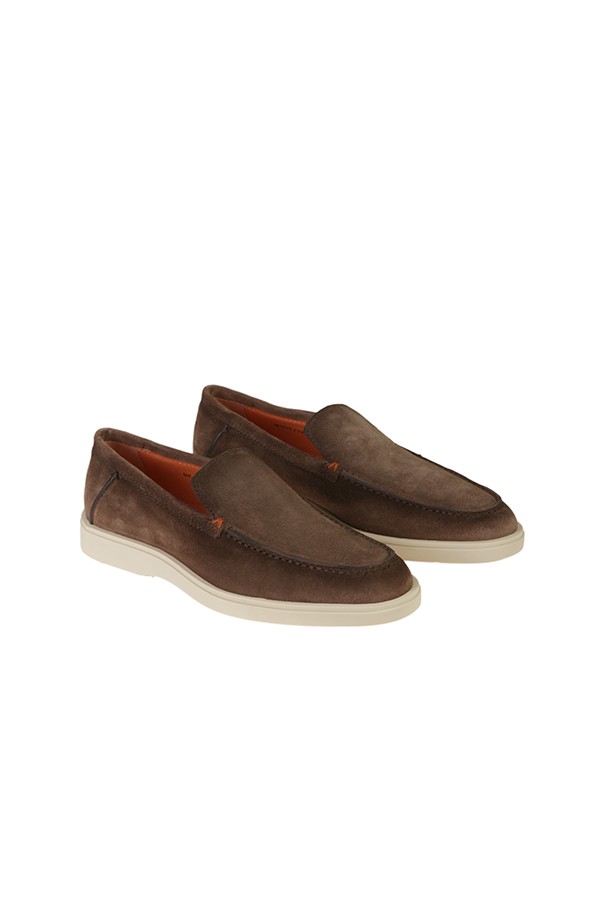 Santoni brown suede loafer