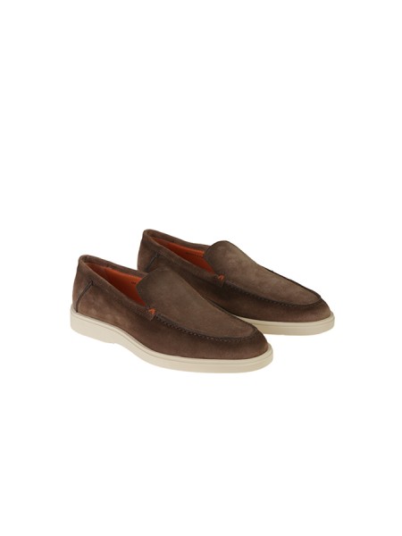 Santoni brown suede loafer