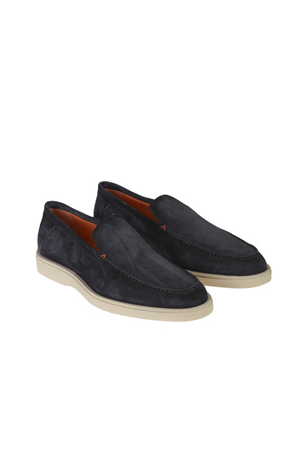 Blue Suede SANTONI Moccasin