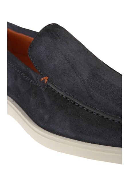 Blue Suede SANTONI Moccasin