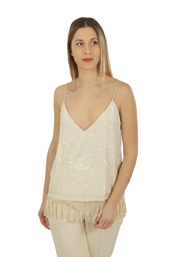 Cream Embroidered SEMICOUTURE Top