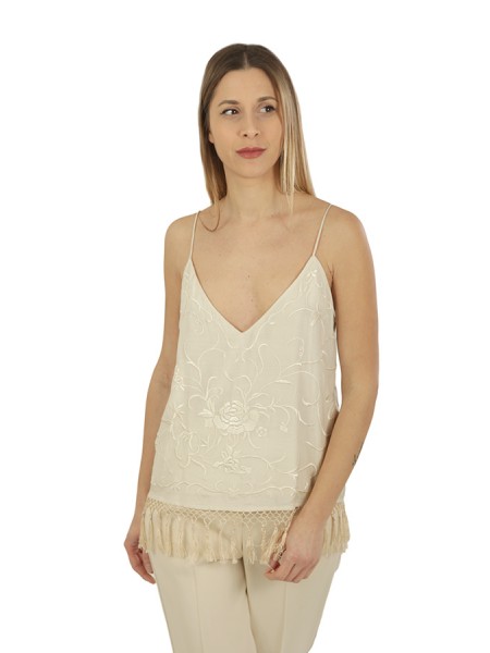 Cream Embroidered SEMICOUTURE Top