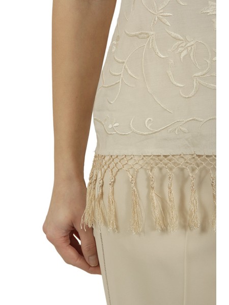 Cream Embroidered SEMICOUTURE Top