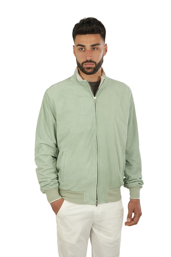 Volfagli jacket in teal suede