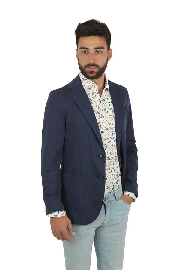 Single-breasted CIRCOLO jacket in light blue piqué