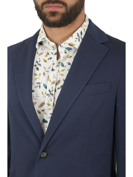 Single-breasted CIRCOLO jacket in light blue piqué