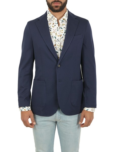 Single-breasted CIRCOLO jacket in light blue piqué