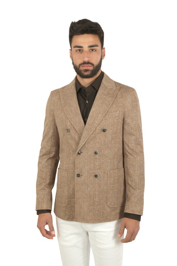 Double-breasted jacket CIRCOLO cocoa jersey