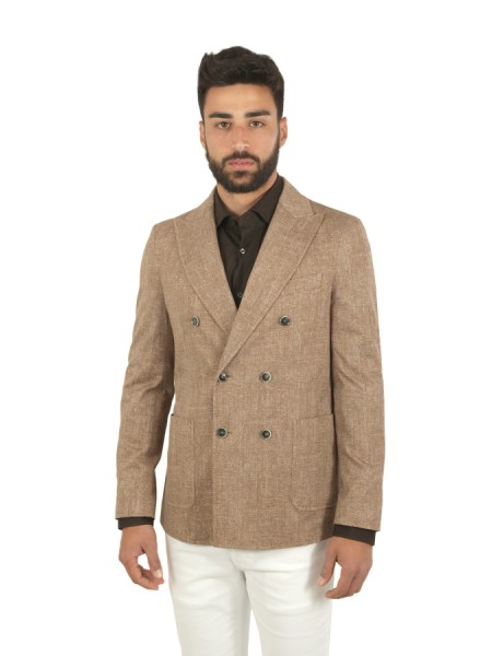 Double-breasted jacket CIRCOLO cocoa jersey