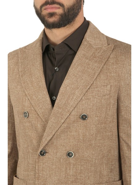 Double-breasted jacket CIRCOLO cocoa jersey