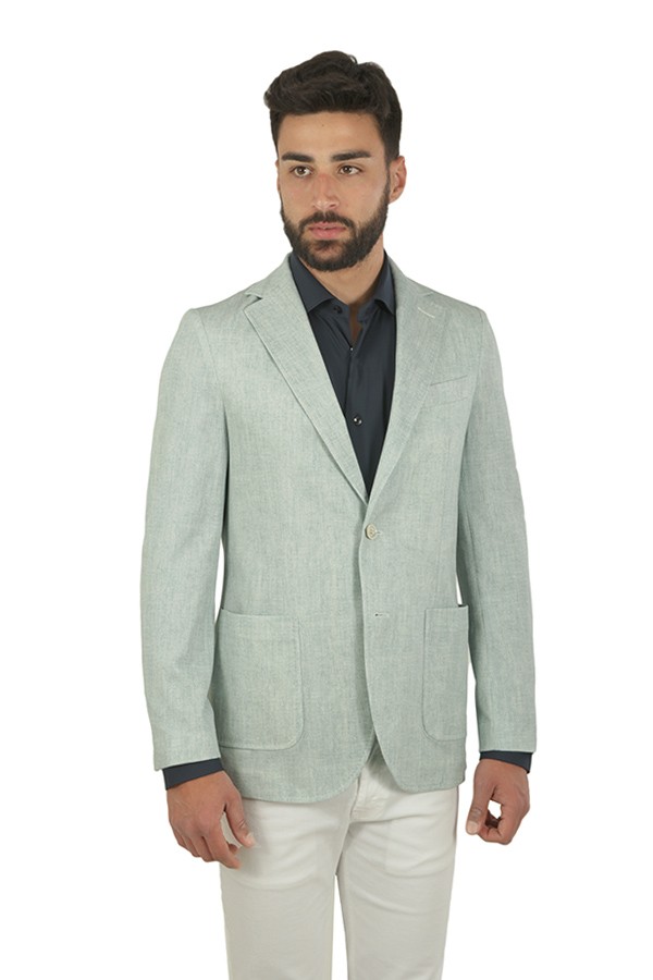 Single-breasted CIRCOLO jacket in Piqué Acqua