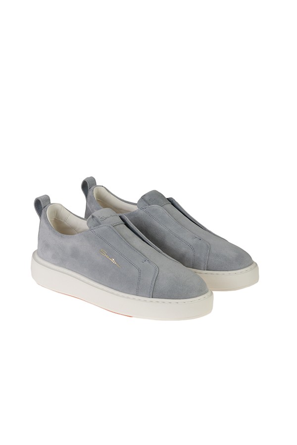 Slip-on sneaker SANTONI in Light Blue Suede