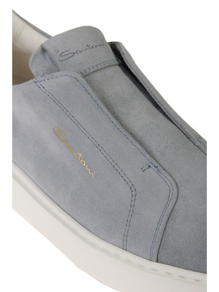 Slip-on sneaker SANTONI in Light Blue Suede