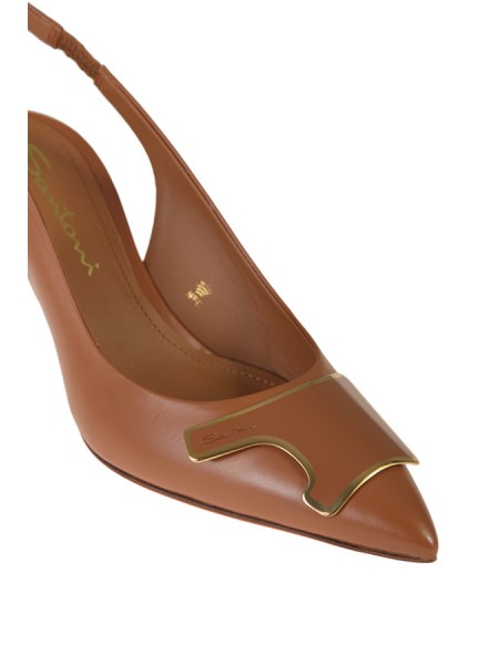 Santoni Sibille Slingback in Brown Leather