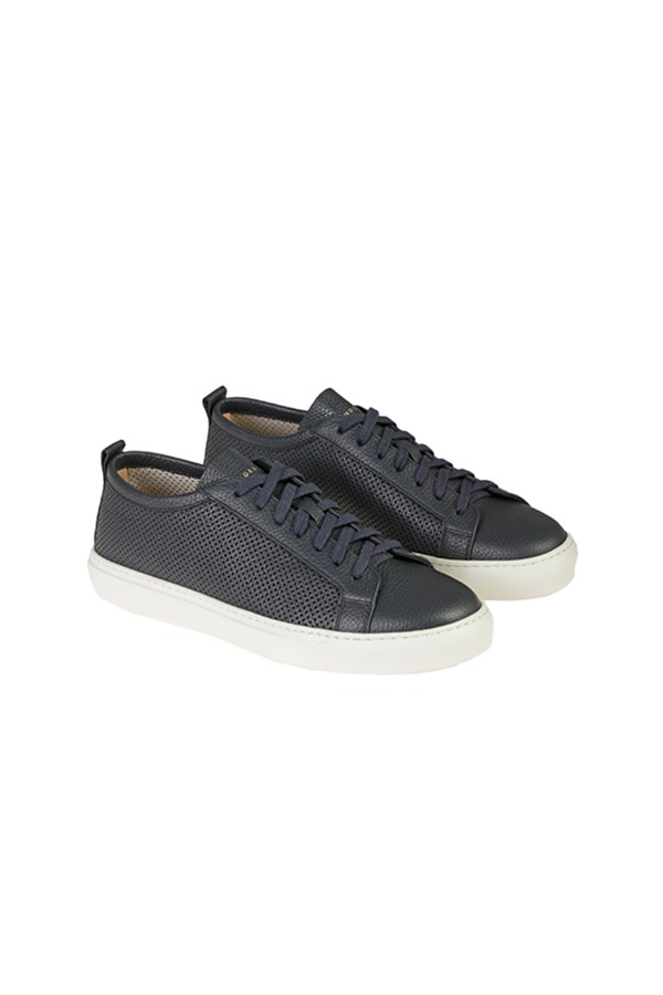 Henderson Baracco sneaker in blue perforated leather