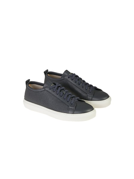 Henderson Baracco sneaker in blue perforated leather