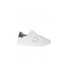 Philippe Model Temple Sneaker in White/Blue Leather