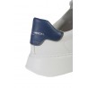 Philippe Model Temple Sneaker in White/Blue Leather