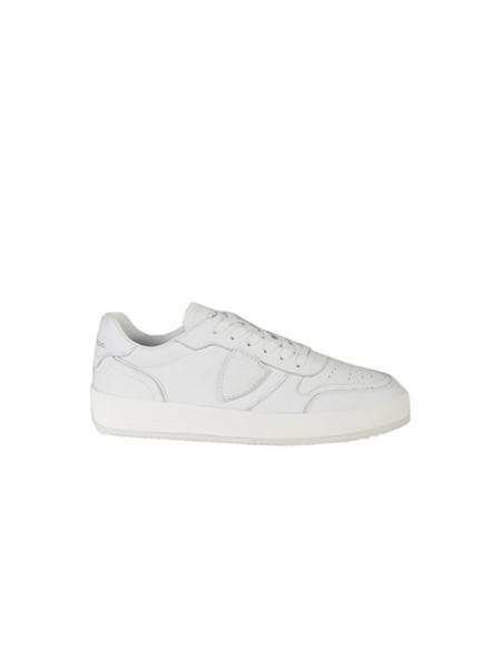 Philippe Model Nice Low Leather Sneaker in White Leather