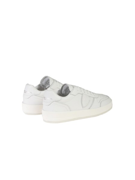 Philippe Model Nice Low Leather Sneaker in White Leather