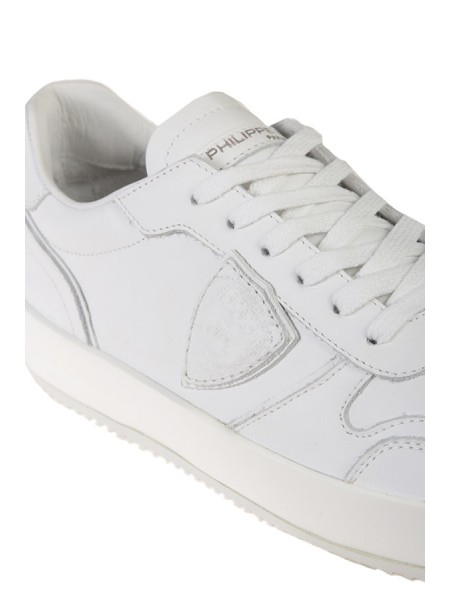 Philippe Model Nice Low Leather Sneaker in White Leather