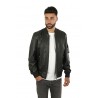 Dondup Slim Bomber Jacket in Black Leather