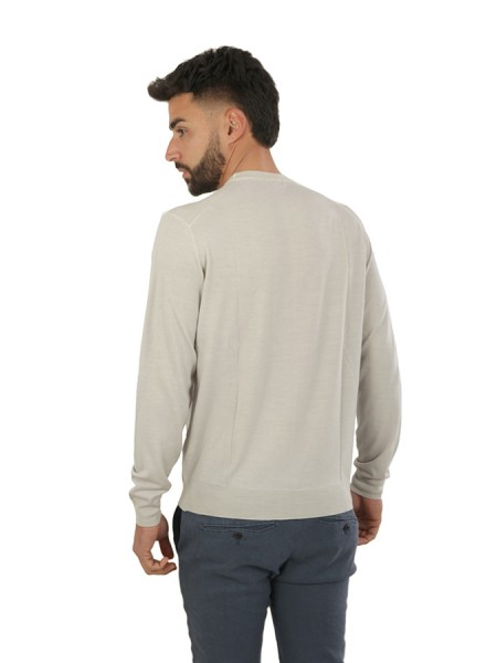 Crewneck DRUMOHR sweater in extra-fine Merino Wool Stone