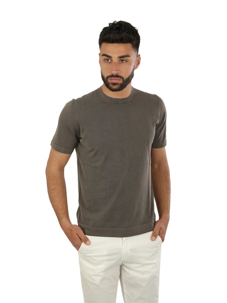 Drumohr T-shirt in Mud Cotton