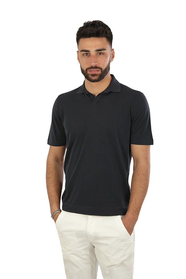 Drumohr Cotton Polo Shirt Blue