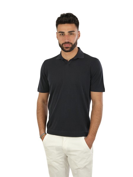 Drumohr Cotton Polo Shirt Blue