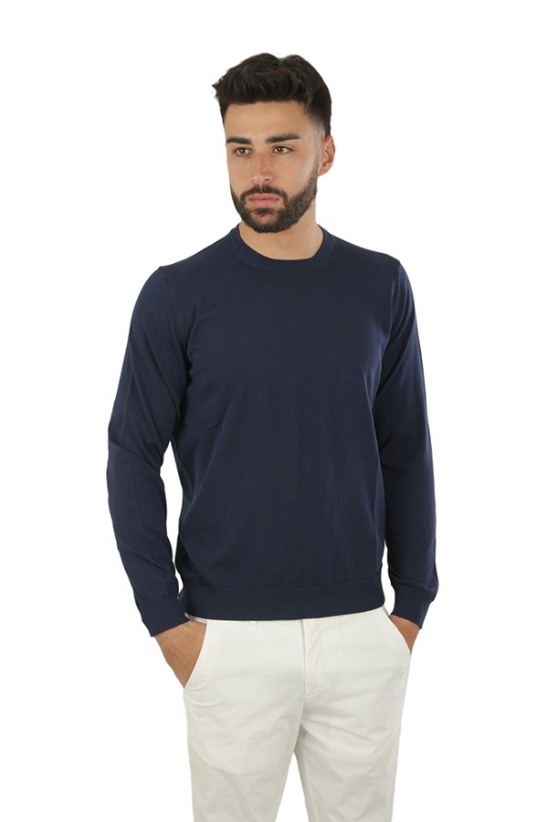 Cotton Crewneck DRUMOHR Sweater Navy Blue