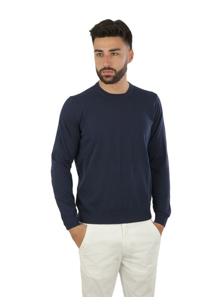 Cotton Crewneck DRUMOHR Sweater Navy Blue