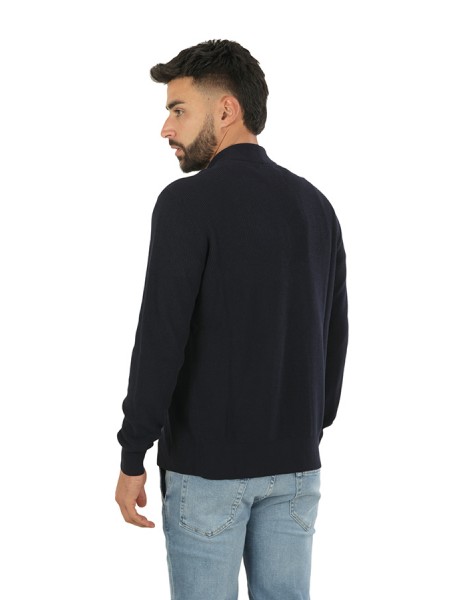 Navy Blue Ribbed ROBERTO COLLINA Cardigan