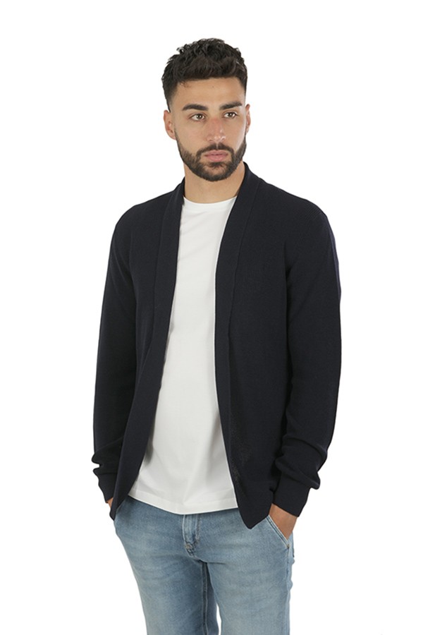 Navy Blue Ribbed ROBERTO COLLINA Cardigan