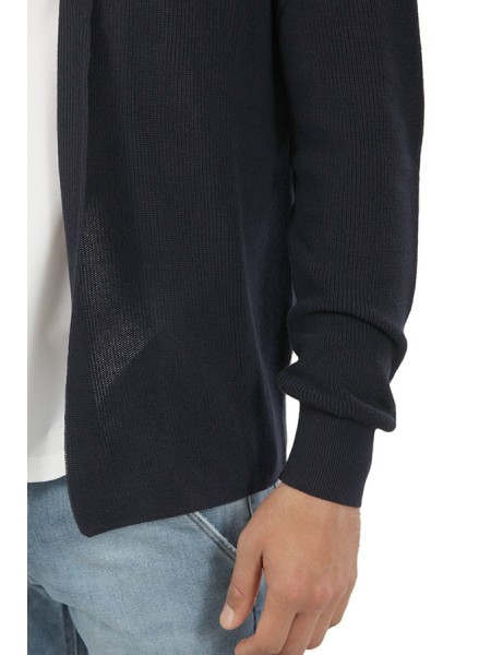 Navy Blue Ribbed ROBERTO COLLINA Cardigan