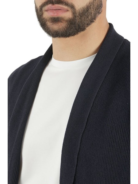 Navy Blue Ribbed ROBERTO COLLINA Cardigan