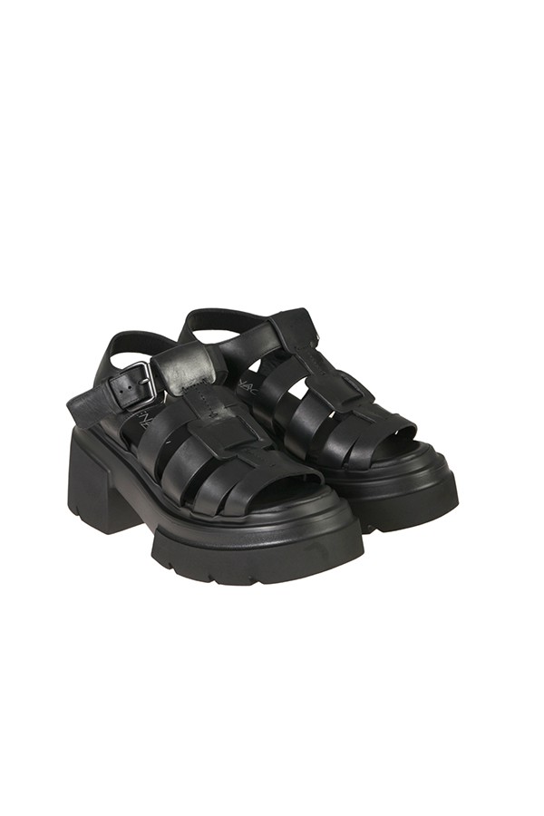 Black leather ELENA IACHI lace-up sandal