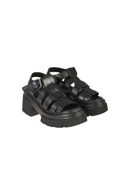 Black leather ELENA IACHI lace-up sandal