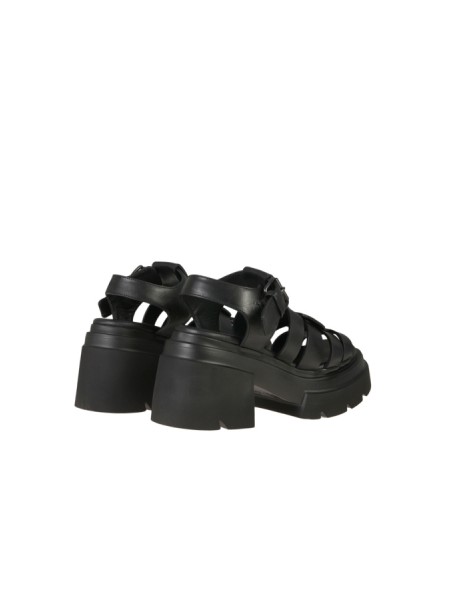 Black leather ELENA IACHI lace-up sandal