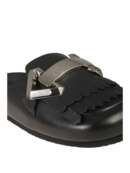 Elena Iachi Black Leather Clog with Buckle