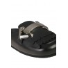 Elena Iachi Black Leather Clog with Buckle