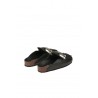 Elena Iachi Black Leather Clog with Buckle