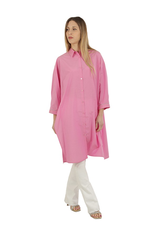 Peserico Poplin Dress-Shirt in Pink Cotton Blend